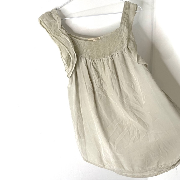 LA made Light Green Silk Ruffled Sleeveless Blouse - Picture 3 of 8